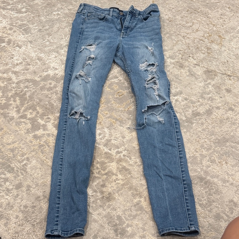 Hollister Women's Ripped Skinny Jeans - Blue